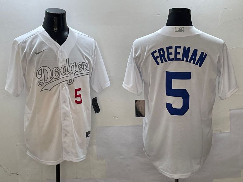 Men Los Angeles Dodgers 5 Freeman White Fashion Edition Game 2025 Nike MLB Jersey style 9